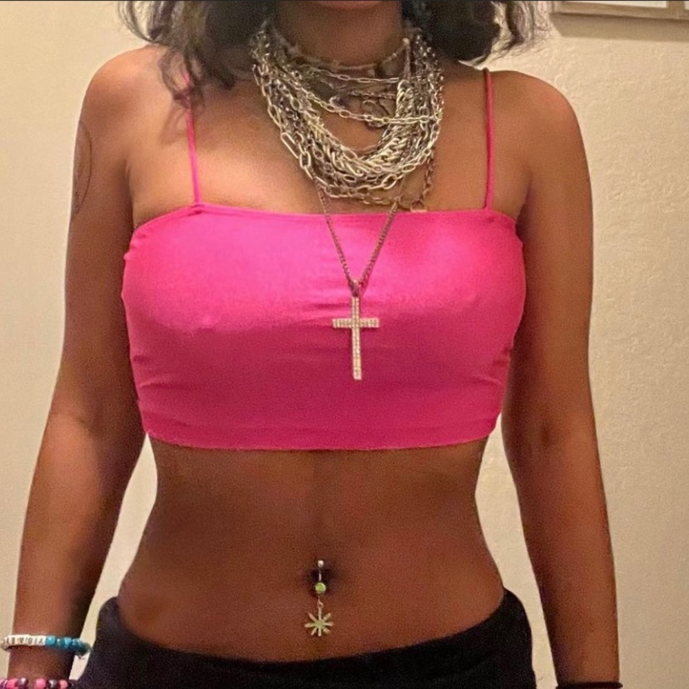 Neon pink cropped cami